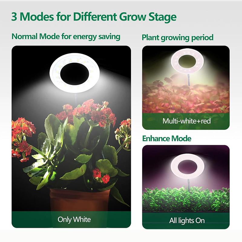 Светодиодный светильник для выращивания растений, полный спектр, для комнатных растений, регулируемая высота, автоматический таймер, низкое безопасное напряжение 5 В