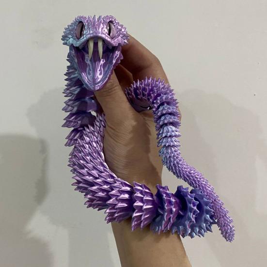 3D Printed Snake Toy Articulated Snake with Openable Mouth And Retractable Teeth Flexible Fidget Snake Toy for Adults Kids