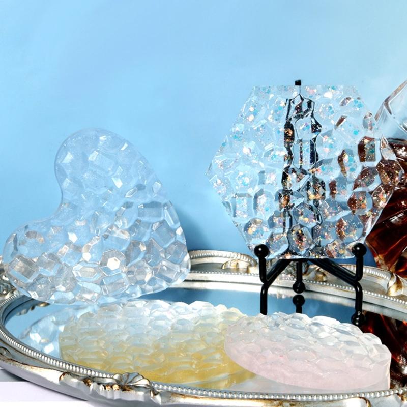 1/6 шт. Форма для подставки под стакан с бриллиантовым дном, Цветок, Сердце, Круглая форма, Формы для подставки под чашку из эпоксидной смолы с бриллиантовым дном, Форма для подноса из смолы