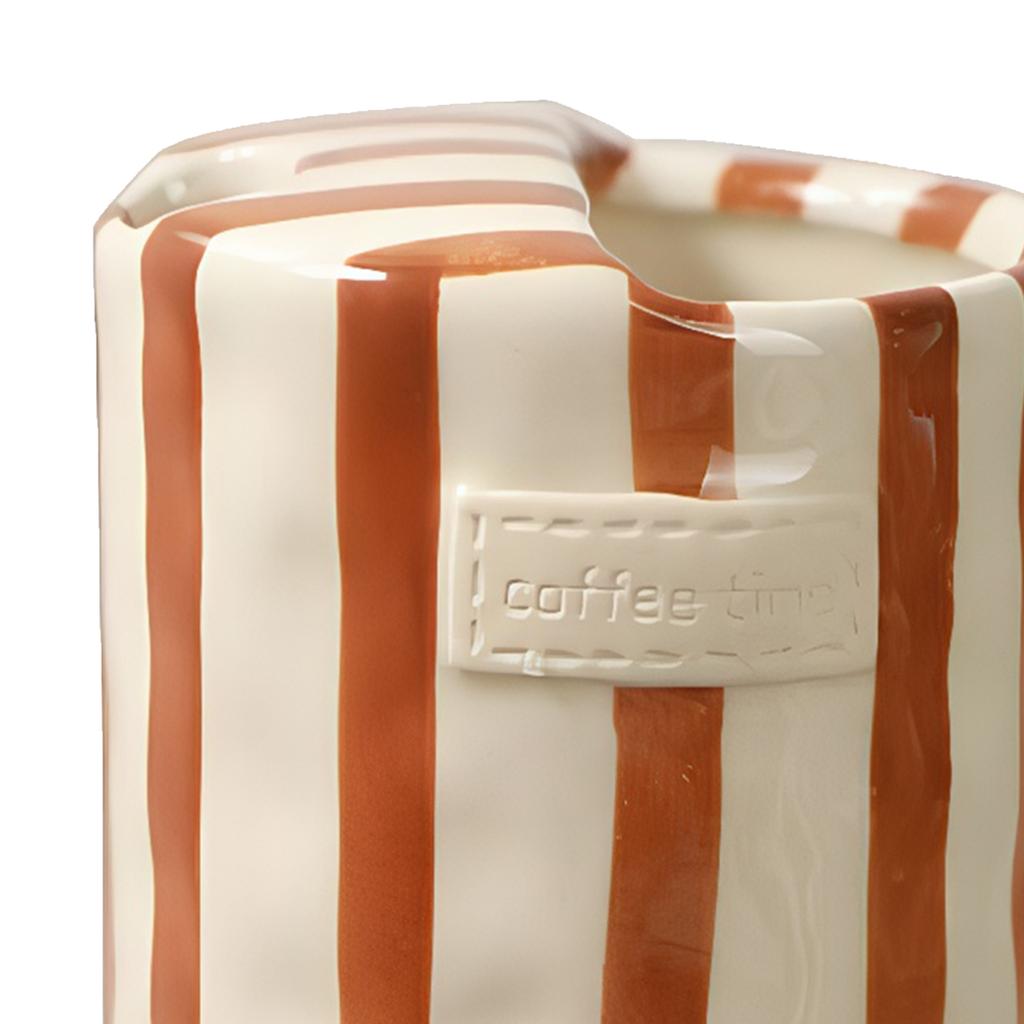 Hand-Painted Retro Striped Ceramic Coffee Mug Vintage Breakfast Cup Coffee Cup Christmas Gift Drinkware