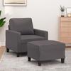 VidaXL Armchair with Footrest Grey 60 Cm Faux Leather, Sofa, Armchair, TV Armchair, Single Sofa, Seat, Recliner Sofa, 3201021