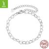Simple Love Splicing Plain Silver Bracelet Men And Women Versatile Fashion S925 Sterling Silver Bracelet Jewelry