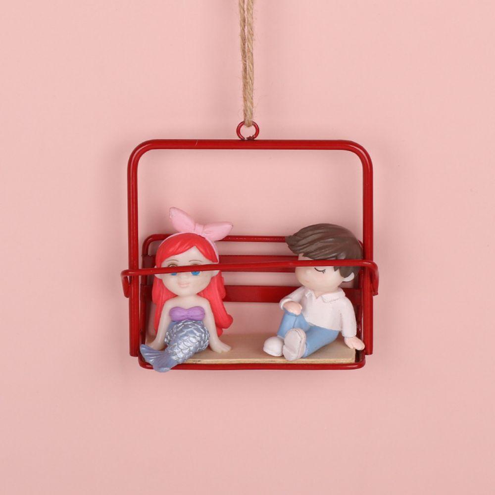Red Green Dollhouse Chair-lift Decoration Christmas Hanging Pendant Dollhouse Displays