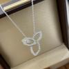 Серебряное колье Lily Marquise 925 пробы с подвеской-клевером с бриллиантом 5A High Carbon - Элегантная легкая роскошь, цепочка на ключицу для женщин