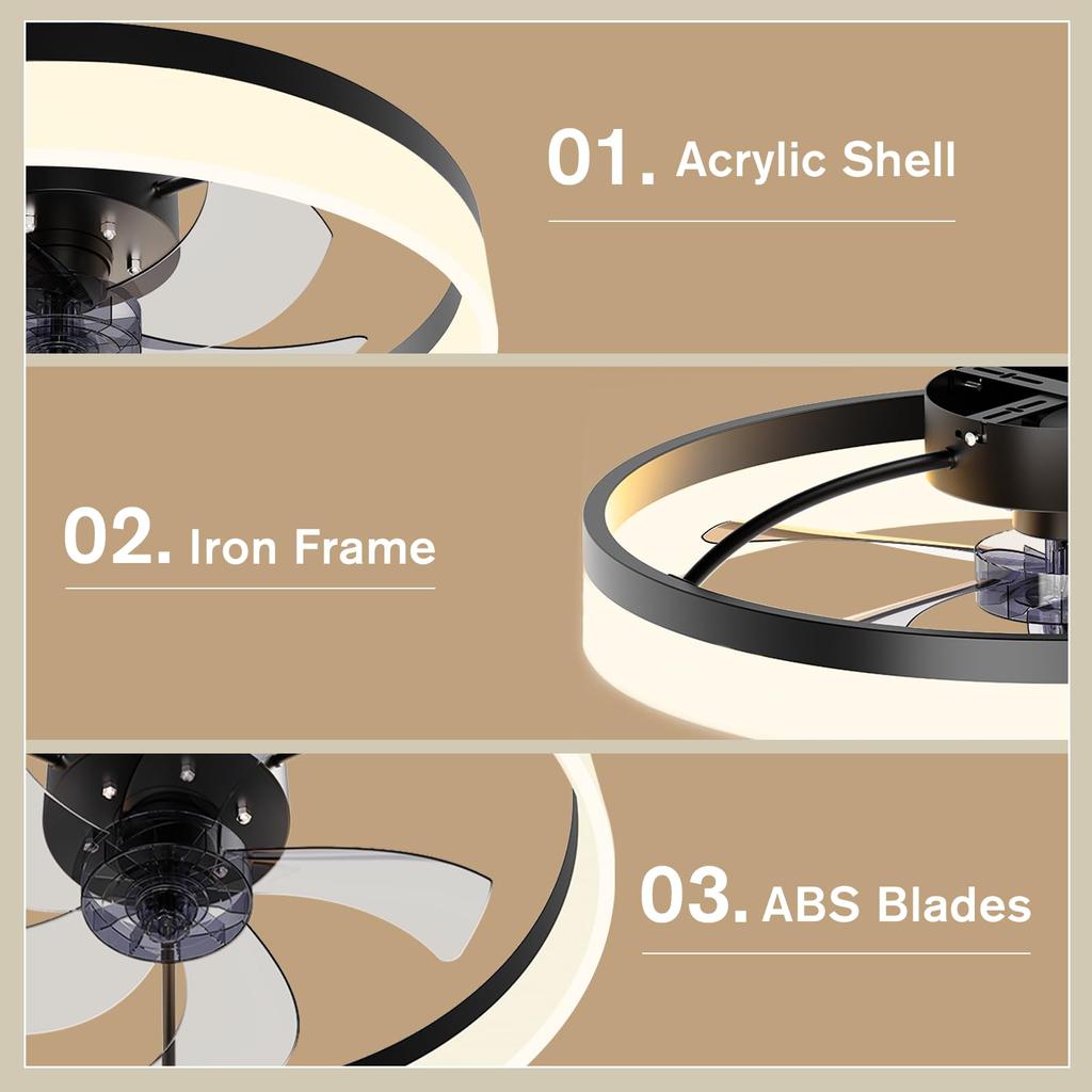 IRALAN Modern Ceiling Fans With Remote Control and Light LED Lamp Fan Smart Silent Ceiling Fans For Bedroom Living Room