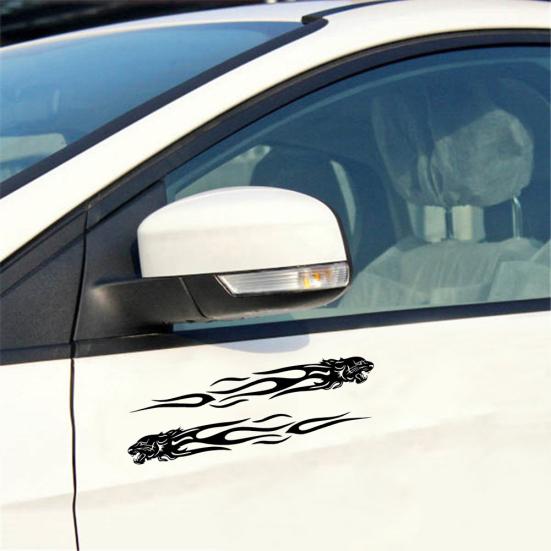 1 пара стильных самоклеящихся стикеров с пламенем тигра для автомобиля, светоотражающая наклейка для кузова грузовика