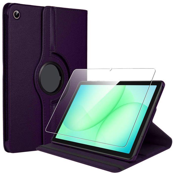 Coque + Verre Trempé pour Samsung Galaxy Tab A11 Plus / A9 Plus - Etui Rotatif 360° - Violet