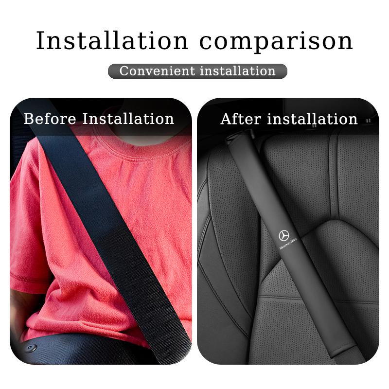 XUV2 Car Extended Belt Cover Shoulder Pads Leather Seat Belt Cover For Benz AMG A C E S G Class W201 W210 W108 W204 W205 W203