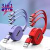 3 In 1 Charging Cable Retractable USB Charge Fast Charging For XiaoMi HuaWei Samsung Portable Charging Cable Micro Type-C
