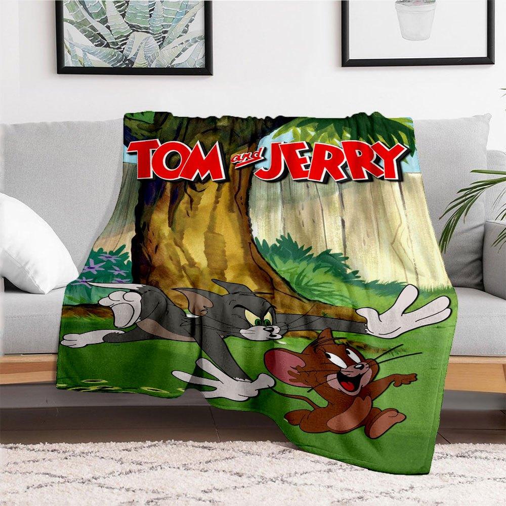 Tom and Jerry Classic Cartoon Poster PrintBlanket Flannel Throw Blanket for Sofa, Bed, Travel, Camping, Office