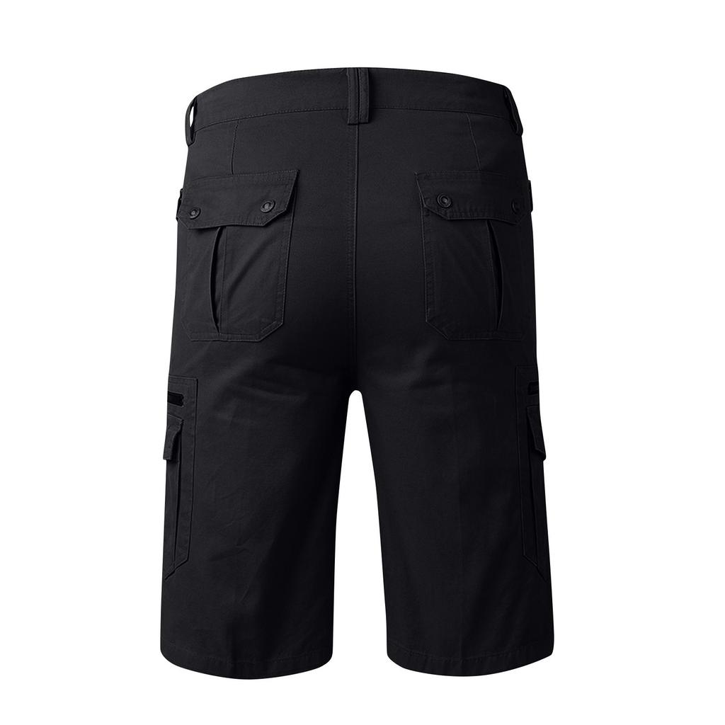 Мужские капри, свободные прямые повседневные хлопковые рабочие шорты с несколькими карманами