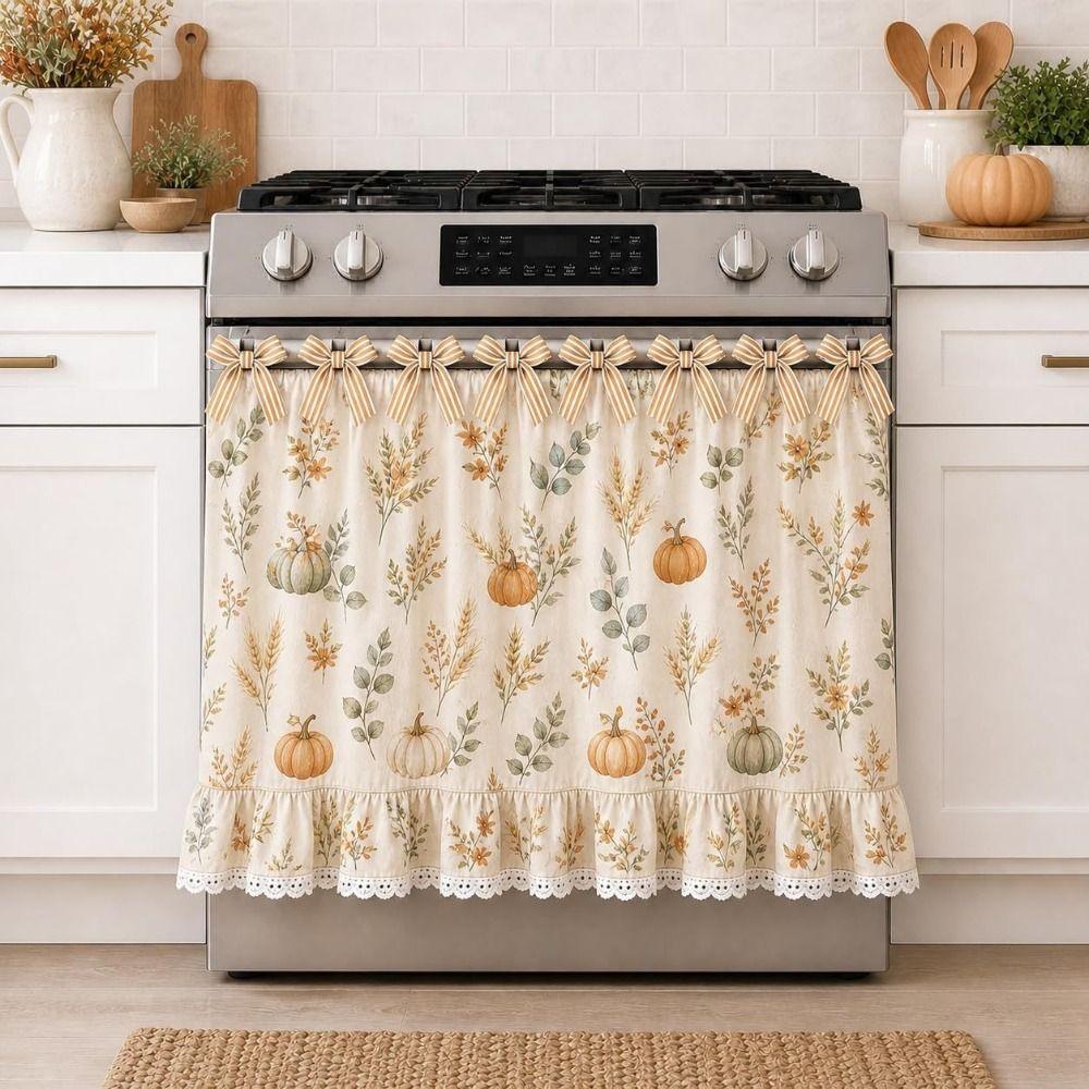 Lace Ruffle Trim Stove Cover Skirt Charming Farmhouse Stove Skirt Rustic Oven Curtain Home