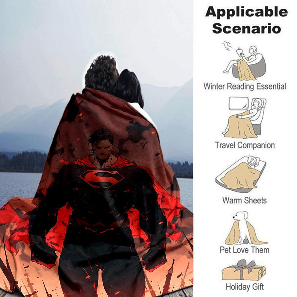 1pc Superman black suit Flannel Blanket Soft Warm Throw for Home, Office, Travel, All-Season Cozy Bedding GiftL1100