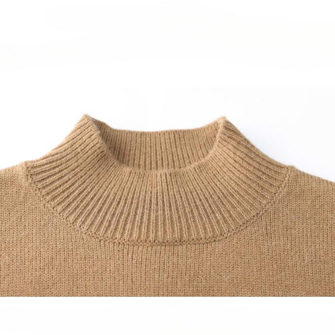 Осенние женские пуловеры с полувысоким воротником, вязаные, с длинным рукавом, повседневные свитера для мамы