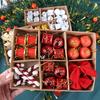 24Pcs/Box Christmas Ornament Gift Box Candy Cane Ball Mini Bowknot Xmas Tree Hanging Ornament Holiday Festival Party Decor Pendant