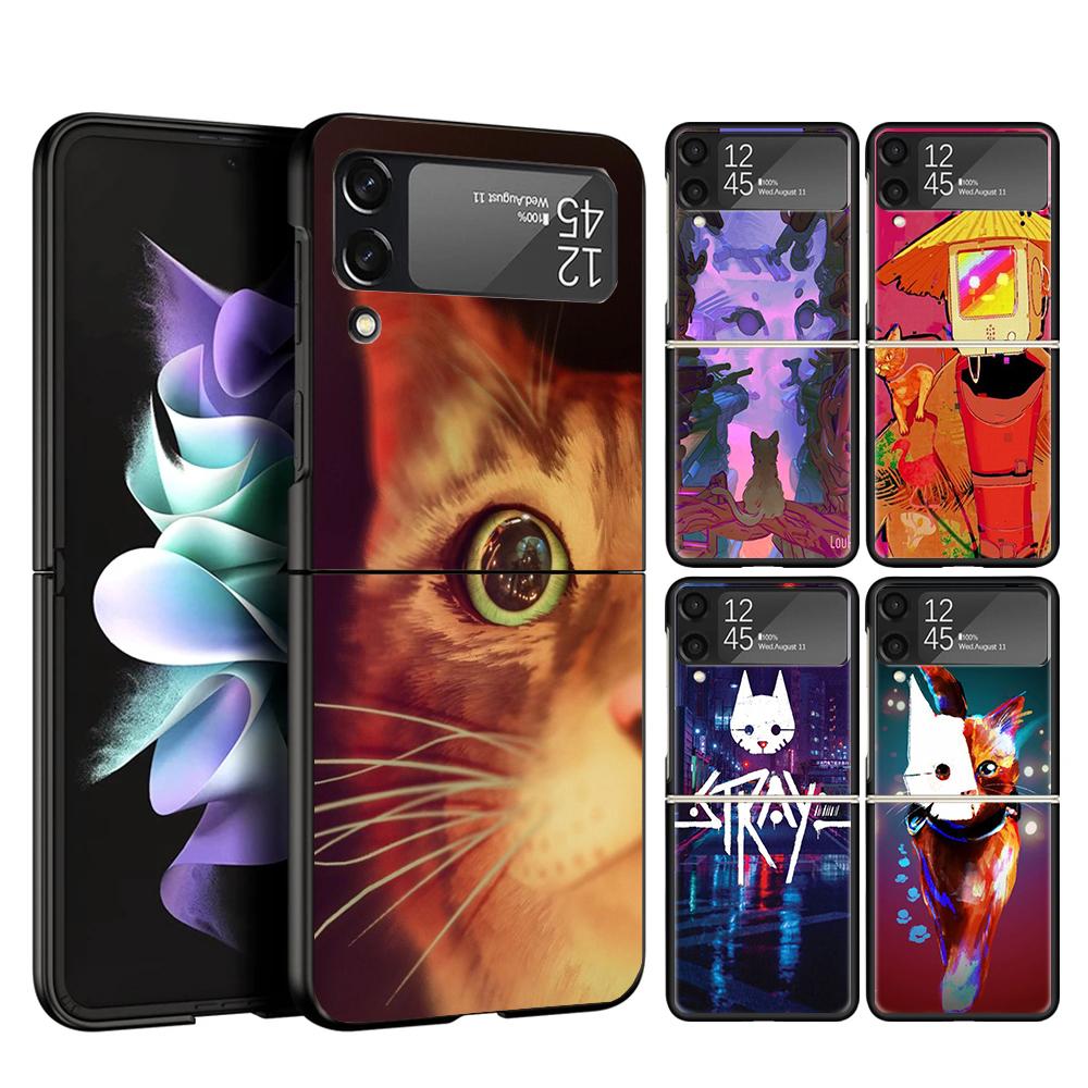 Stray Cat Game Phone Case For Samsung Galaxy Z Flip 7 6 5 4 3 5G Cover ZFlip7 ZFlip6 ZFlip4 ZFlip5 ZFlip3 Coque Fundas Galaxy Z