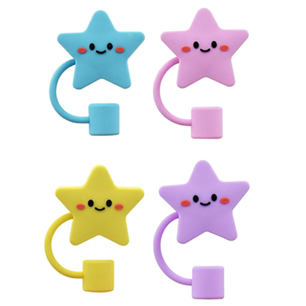 4/8Pcs Animals Star Silicone Straw Covers Cap Drinking Straw Tip Lids SplashProof Plugs Covers Cup Accessories Easy Use