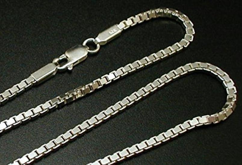 items Necklace Silver 925 Chain Venetian Chain Silver Necklace Chain Only Thick 50cm Silver Necklace Chain Thick Box Necklace [100 market] Men's Men's