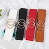 Women's Wide Elastic Waist Belt with Decorative Buckle for Jackets and Dresses