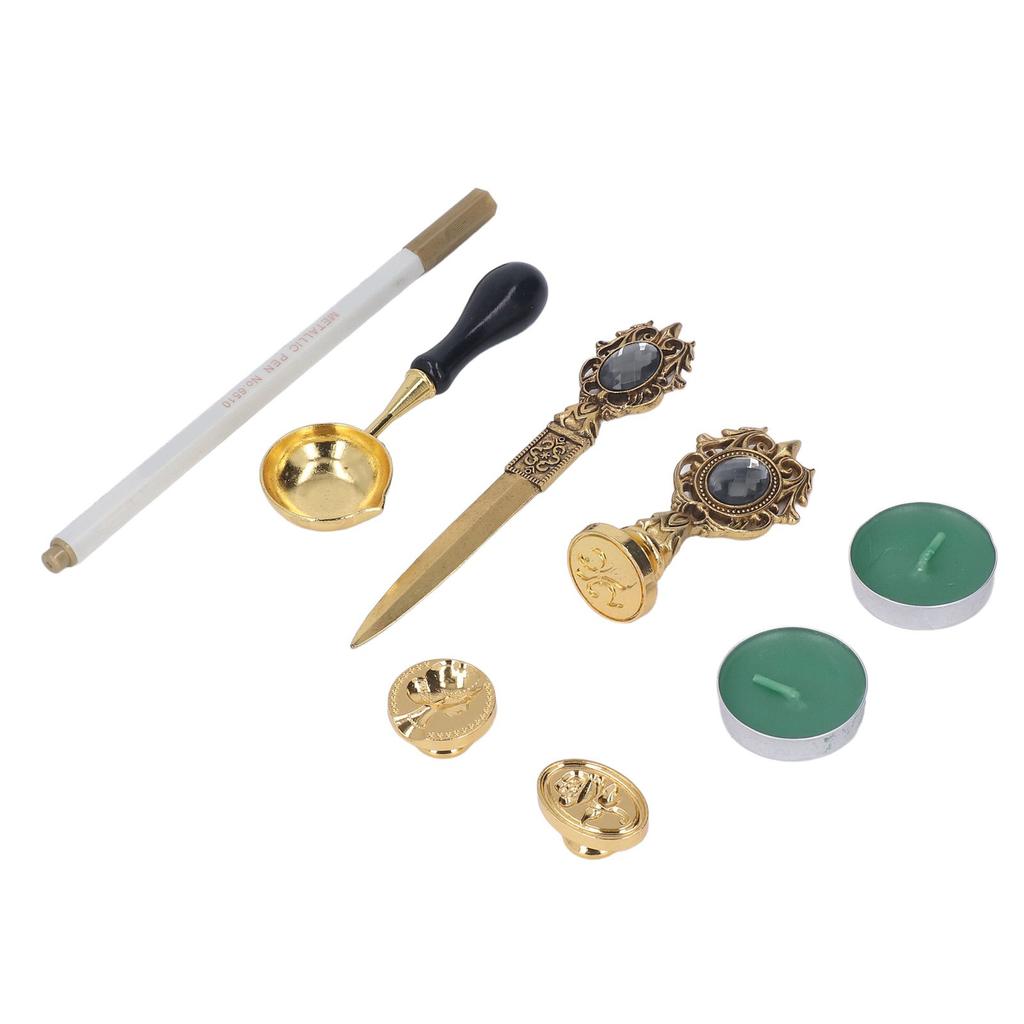 Wax Stamp Kit European Retro Stamp Hand Account Envelopes Paint Sealing Wax Kit Gift Earth Box Decoration