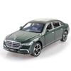 Майка 1:Масштаб 1:24, Металлическая литая модель автомобиля Mercedes-Benz S400L, Фигурка, Зеленый