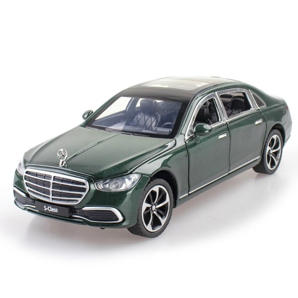 Майка 1:Масштаб 1:24, Металлическая литая модель автомобиля Mercedes-Benz S400L, Фигурка, Зеленый