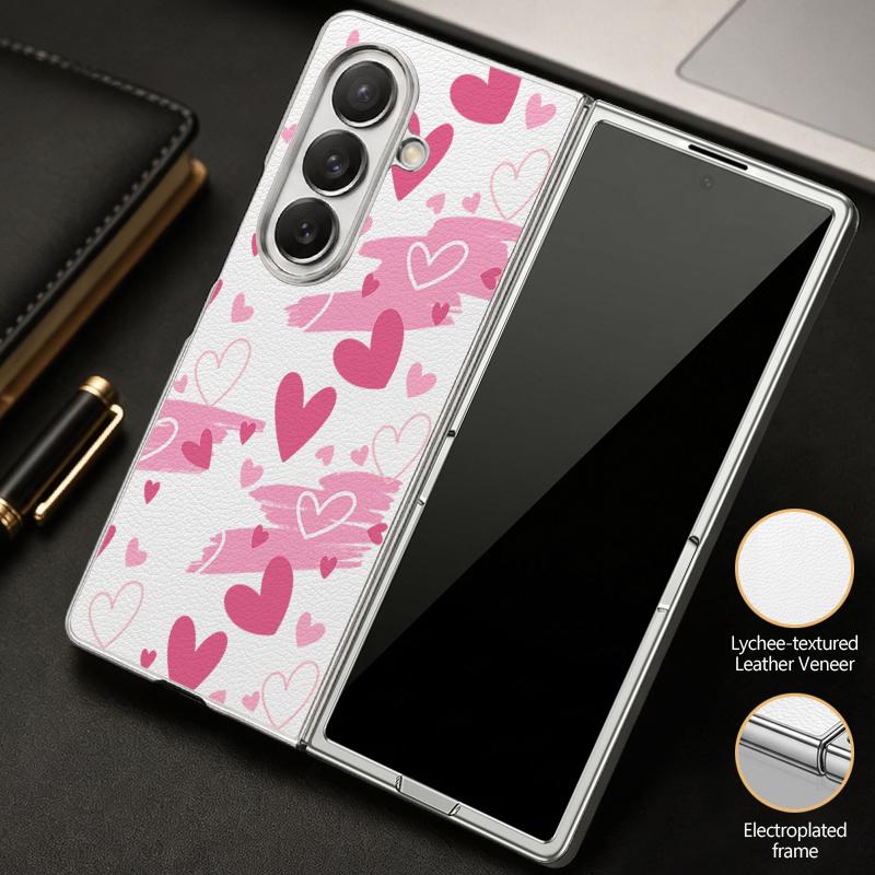 Современный чехол с принтом сердечек для Samsung Z Fold 8 Ultra 7 6 5, роскошная кожаная накладка с покрытием, жесткий чехол для телефона для Galaxy Z Fold8 Fold7 Fold6