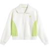 Li Ning Sports Trend Series Casual Color Block Polo Neck Pullover Sweatshirt Women sweatshirt Off-White Acid-Green AWDU604-1