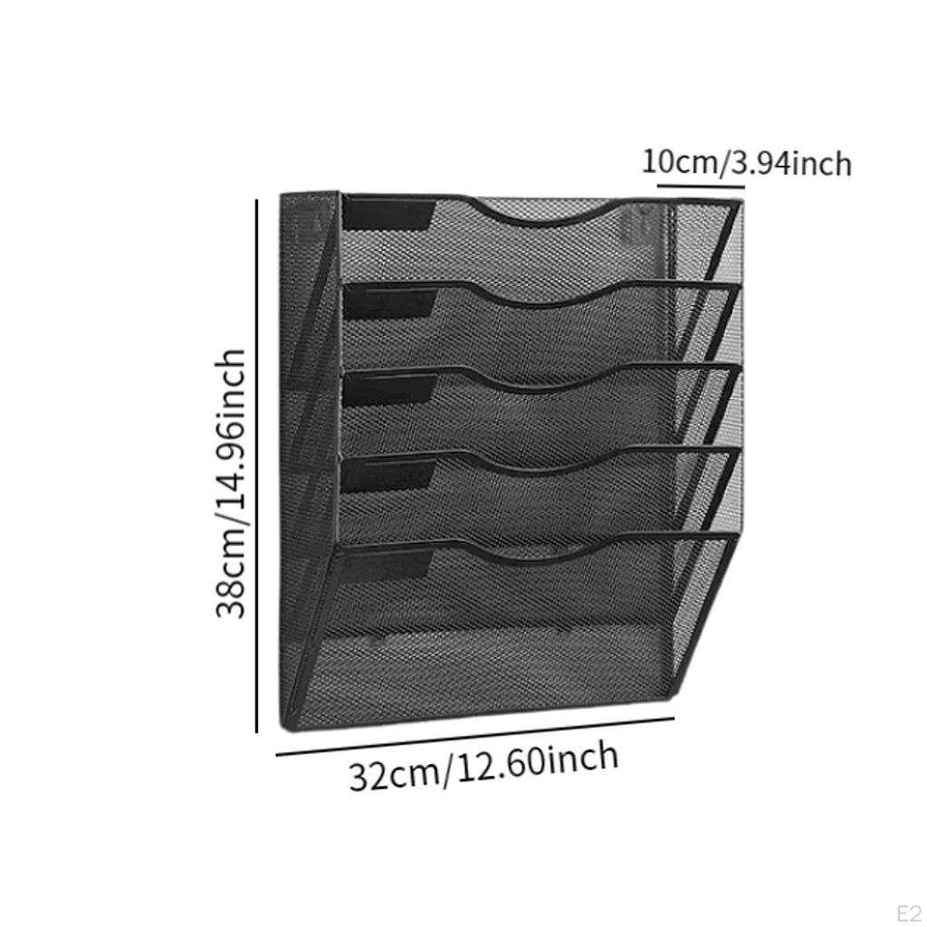Hanging File Holder Rack Mail Organizer Desk Convenient Assemble Mesh Metal Wall