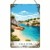 Металлическая табличка Cala D'or в средиземноморском стиле, Ретро-пластина с изображением побережья, Прочное настенное искусство для декора террасы загородного дома