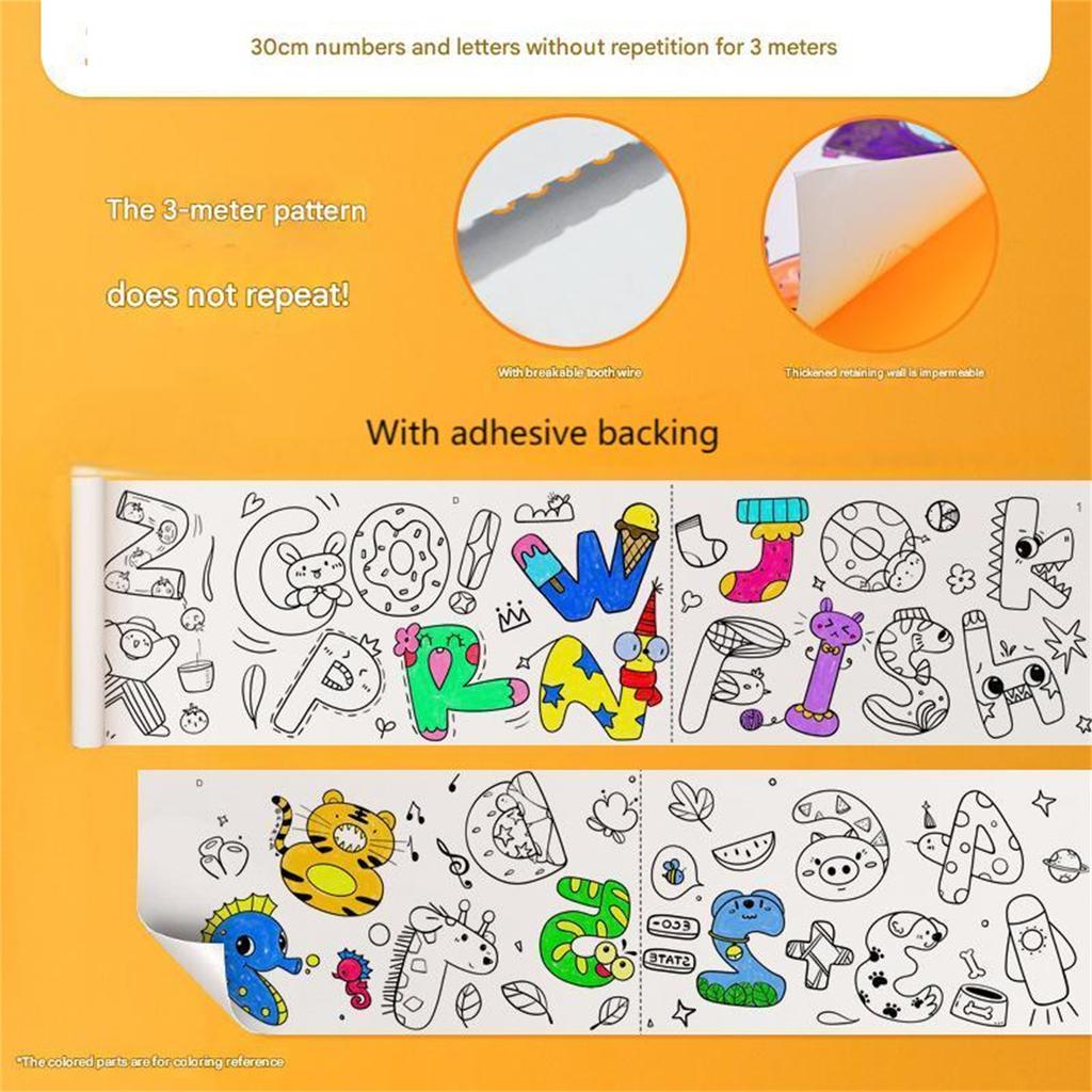 Детский рисунок рулон липкая цветная бумага для заполнения DIY живопись свиток раскраска рулоны бумаги для детей обучающая игрушка подарок