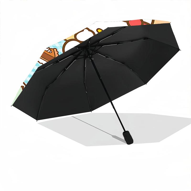 1pc Hello Kitty Autumn Picnic with Automatic Opening Umbrella - Portable Folding Design, 8-Bone Iron Frame Outdoor Umbrella, Perfect Gift for Fans, Tr