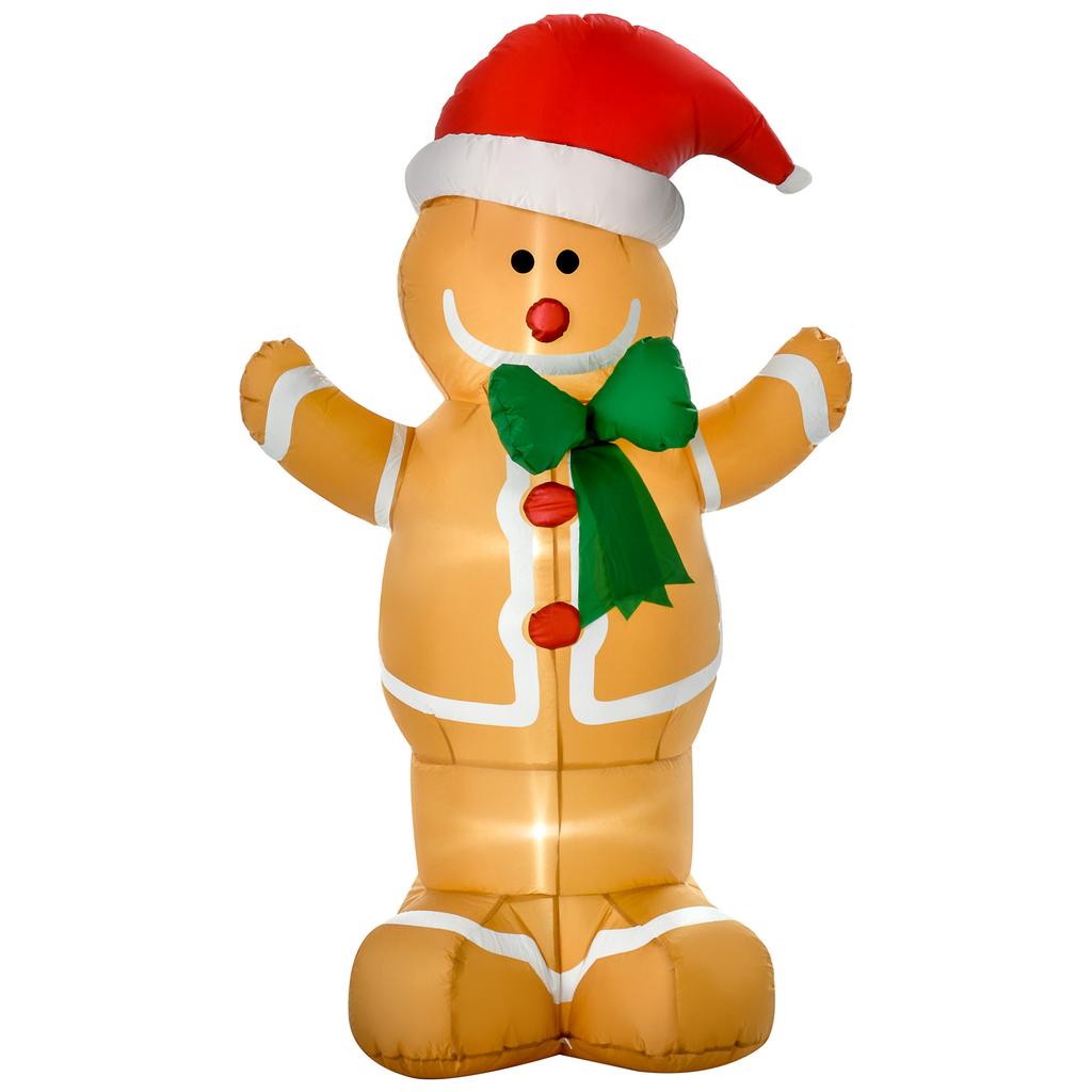 Inflatable Christmas Decoration 1.83 m Gingerbread Man with Bow, 3 LEDs, Internal Blower Garden Decoration