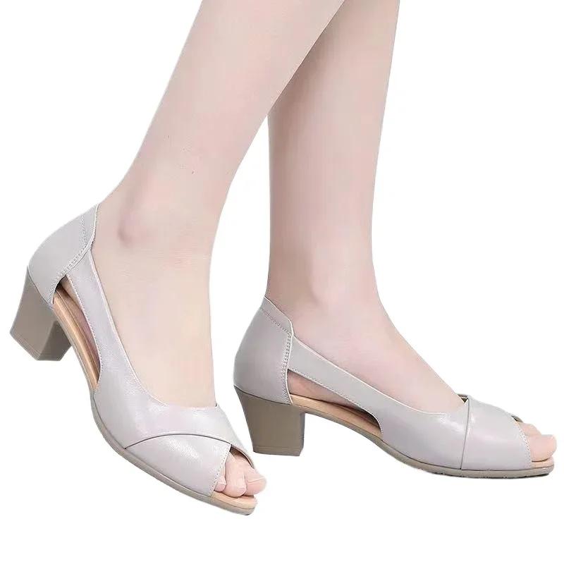 Мода 2024 года. Высококачественная женская обувь. Женские босоножки с открытым носком. Модные неглубокие босоножки для офиса и карьеры. Новые босоножки с открытым носком на каблуке. Zapatos.