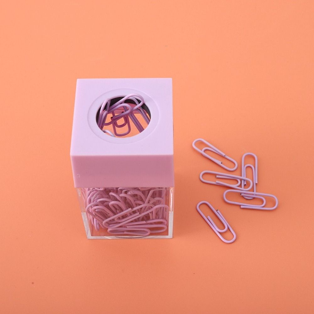 Student Stationery Macaron Magnetic Absorption Box Clips Dispenser Paperclip Holder Desk Storage