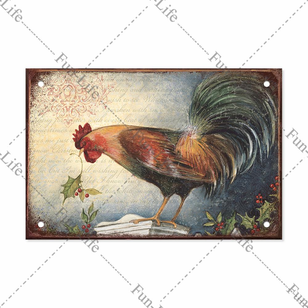 Плакат с курицей, винтажные металлические оловянные знаки, тарелка, петух, куриное яйцо, ретро-налет, бар, паб, ферма, домашний Настенный декор