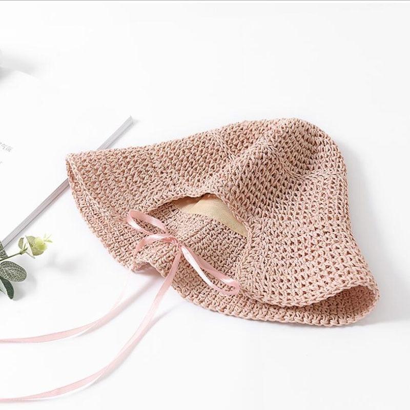 Летняя ретро-соломенная шляпа ручной работы крючком женская складная солнцезащитная кепка для девочек пляжная шляпа от солнца