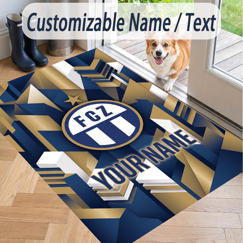 Custom Text Printed Rug FC Zürich Non Slip Floor Carpet For Home Room Decor