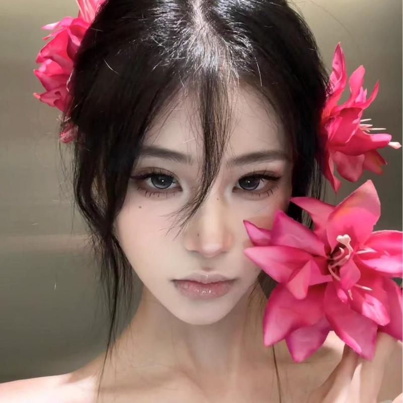 1PC Retro Lily Flower Hairpin Valentine Headwear Girl Aesthetic Side Clip Hair Accessories Artificial Floral Hair Clip Festival Gift