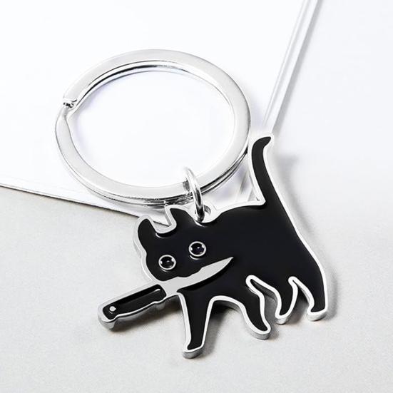 Брелок с подвеской в виде кошки для женщин и мужчин, любителей кошек, классный черный брелок с кошачьими вещами, автомобильные ключи, кошелек, подарок для дружбы