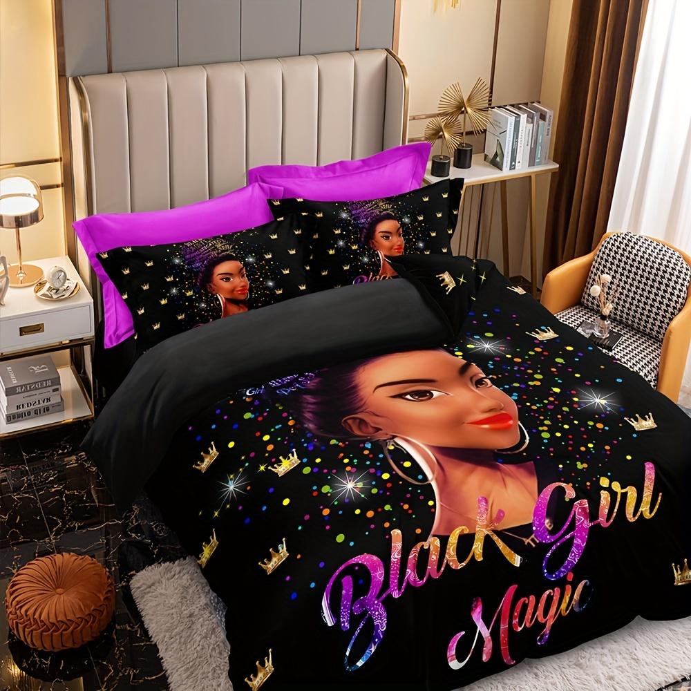 3Pcs African American Girl Duvet Cover Set - Soft And Cozy Bedding For Bedroom And Guest Room (1Pc Duvet Cover + 2Pc Pillowcase)