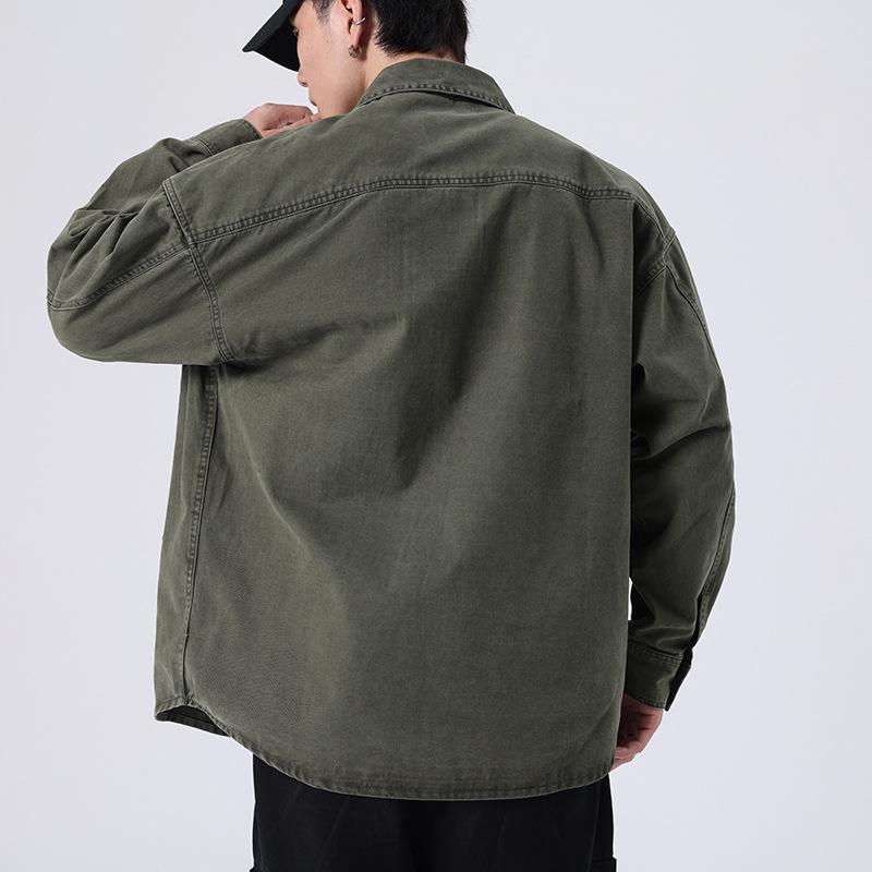 Heavy Retro Khaki Tooling Jacket Men'S Loose Large Size Trendy Brand Youth Shirt Casual Coat Trendy