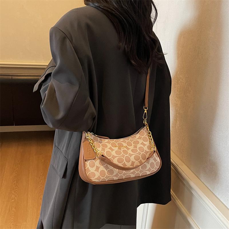 Shoulder Bag, Crossbody Bag, Armpit Bag, Retro Autumn and Winter New Small Bag, Women's Popular Versatile Printed Foreign Style Handbag