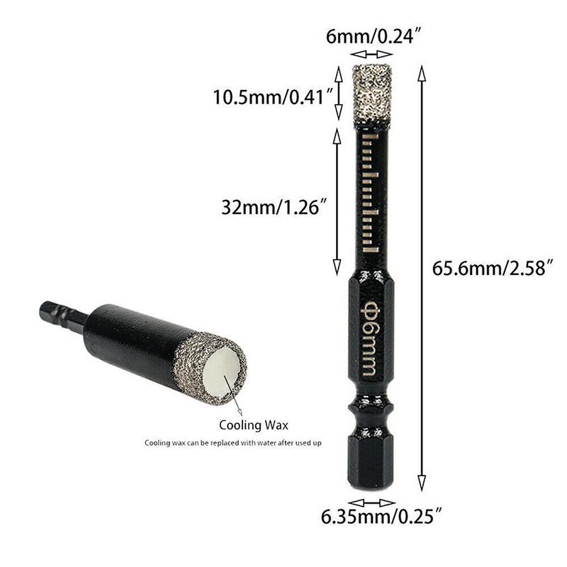 3шт 6-10 мм Алмазная дрель Коронка Сухая кольцевая пила Вырезать мрамор Гранит Плитка Фарфор