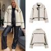 2024 Осень Новая женская одежда в европейском и американском стиле Повседневная меховая цельная куртка из овечьей шерсти контрастного цвета с плюшем теплая куртка