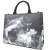 Модная черно-белая художественная сумка-тоут - Женский тоут большой вместимости с иллюстративным дизайном