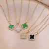 Colorful Four-leaf Flower Zircon Pendant Necklace Female Temperament Clover Necklace