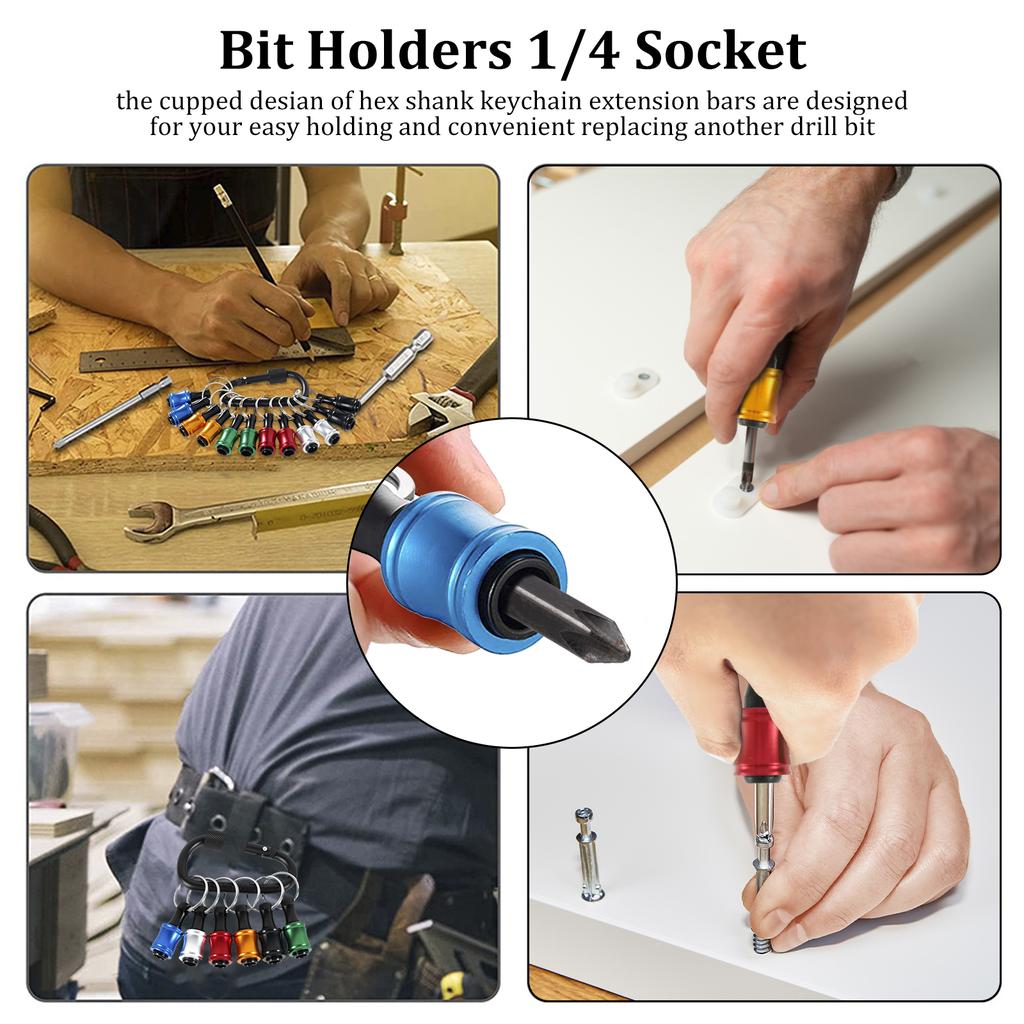 Брелок-держатель бит для отвертки 1/4 дюйма шестигранный хвостовик Держатель головки отвертки Быстросъемный удлинитель гнезда Ручной инструмент