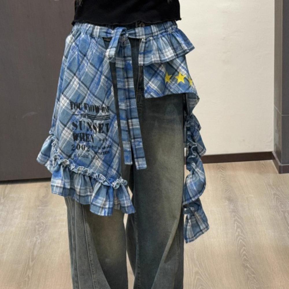 Удлинитель рубашки на шнуровке Бесформенный пояс-шарф Хип-хоп Волнистый край Пояс для джинсов Декор