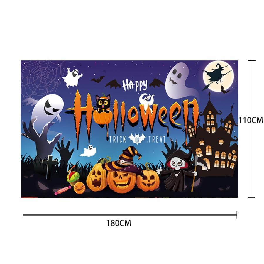 Halloween Background Cloth Horror Witch Jack-o-lantern Holiday Party Decoration Flag Photo Hanging Banners Outdoor Indoor Decor